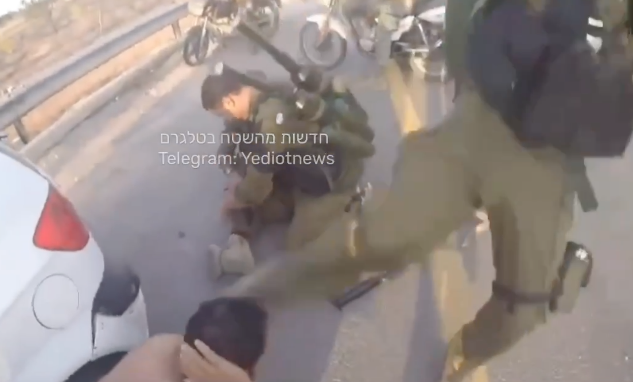 GRAPHIC Video: Hamas Terrorists Capturing An Israeli Arab Who Was Hiding In A Bomb Shelter Near Re’im. The Terrorists Threatened Him, Attacked Him, Kicked His Head, Tied Him Up